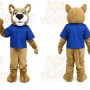 Tan Cougar Mascot Costume with Custom Logo