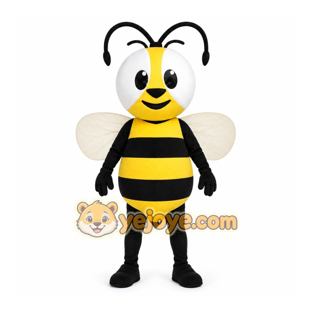 Yellow Bee Mascot Costume with Custom Logo