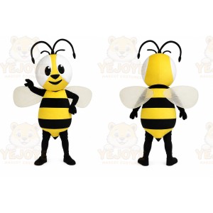 Yellow Bee Mascot Costume with Custom Logo