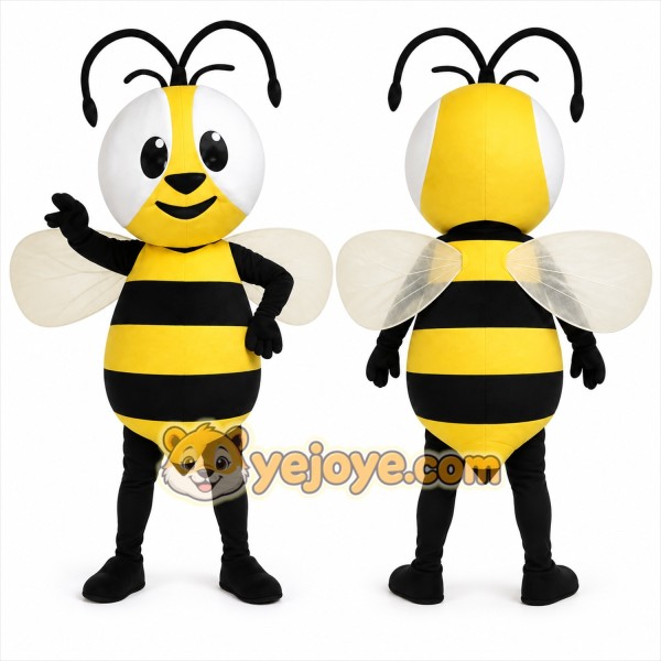 Yellow Bee Mascot Costume with Custom Logo