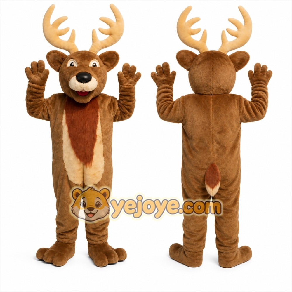 Brown Deer Mascot Costume with Custom Logo Brown Deer Mascot Costume with Custom Logo