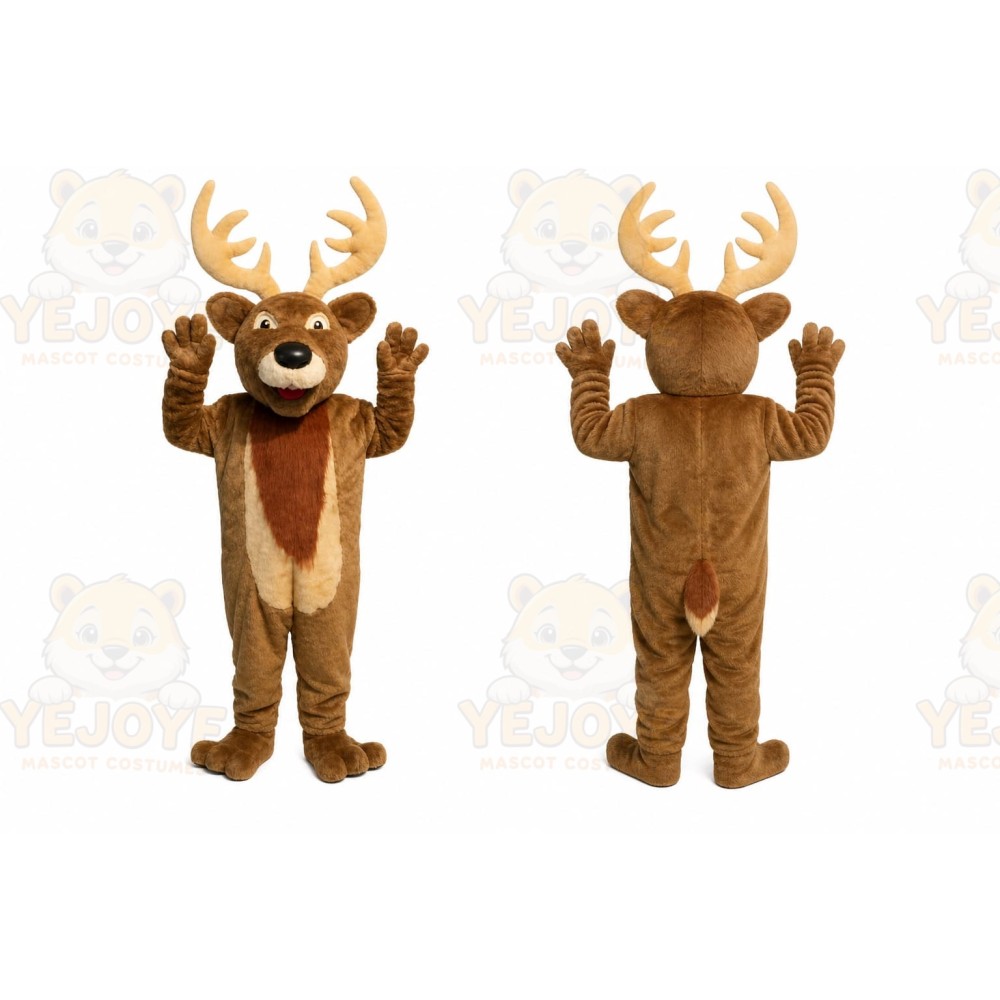 Brown Deer Mascot Costume with Custom Logo