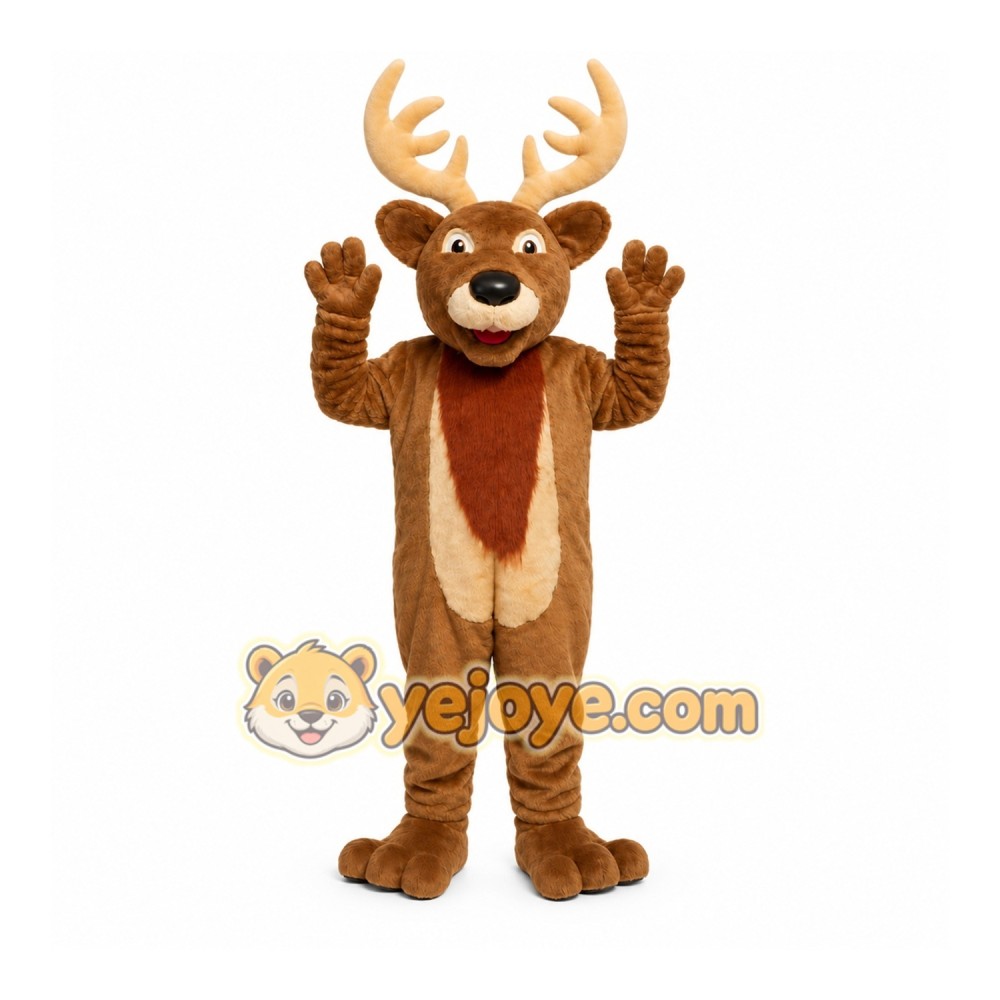 Brown Deer Mascot Costume with Custom Logo Brown Deer Mascot Costume with Custom Logo