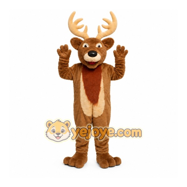 Brown Deer Mascot Costume with Custom Logo
