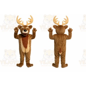 Brown Deer Mascot Costume with Custom Logo