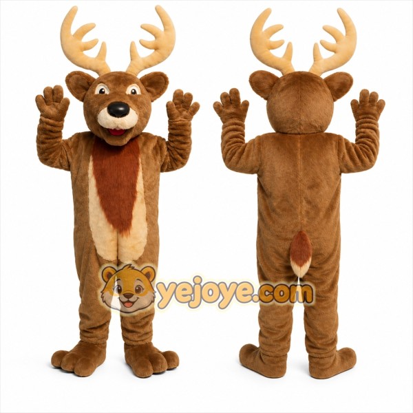 Brown Deer Mascot Costume with Custom Logo