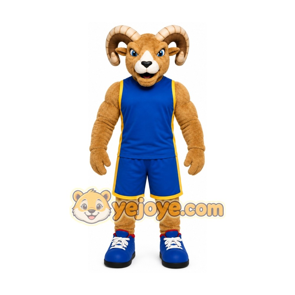 Brown Ram Mascot Costume with Custom Logo Brown Ram Mascot Costume with Custom Logo