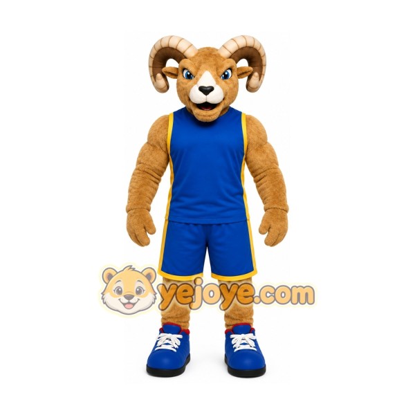 Brown Ram Mascot Costume with Custom Logo Brown Ram Mascot Costume with Custom Logo
