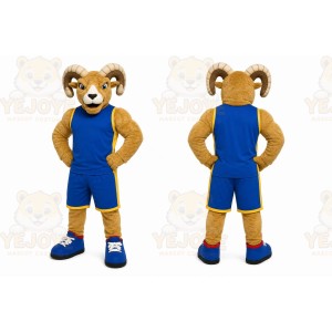 Brown Ram Mascot Costume with Custom Logo