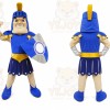 Blue Roman Warrior Mascot Costume with Custom Logo