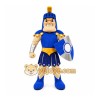 Blue Roman Warrior Mascot Costume with Custom Logo