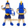 Blue Roman Warrior Mascot Costume with Custom Logo