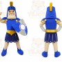 Blue Roman Warrior Mascot Costume with Custom Logo