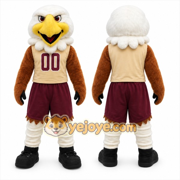 Brown Eagle Mascot Costume with Custom Logo