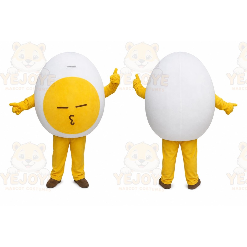White Egg Mascot Costume with Custom Logo