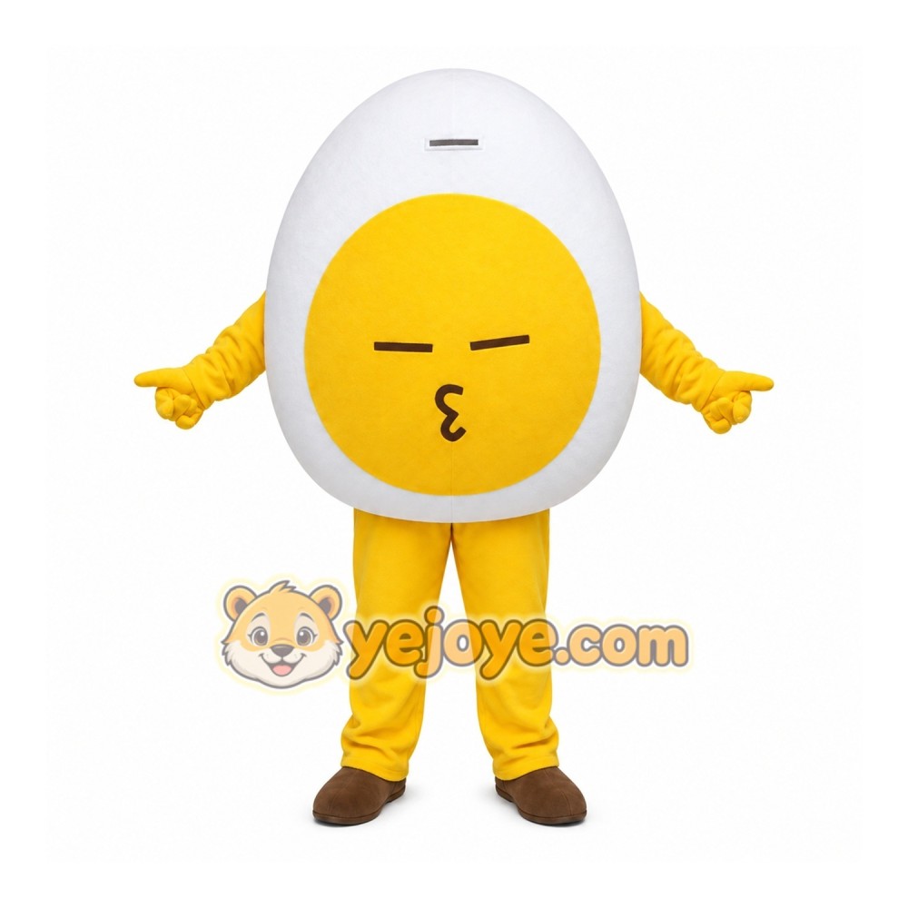 White Egg Mascot Costume with Custom Logo White Egg Mascot Costume with Custom Logo
