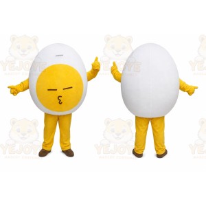 White Egg Mascot Costume with Custom Logo