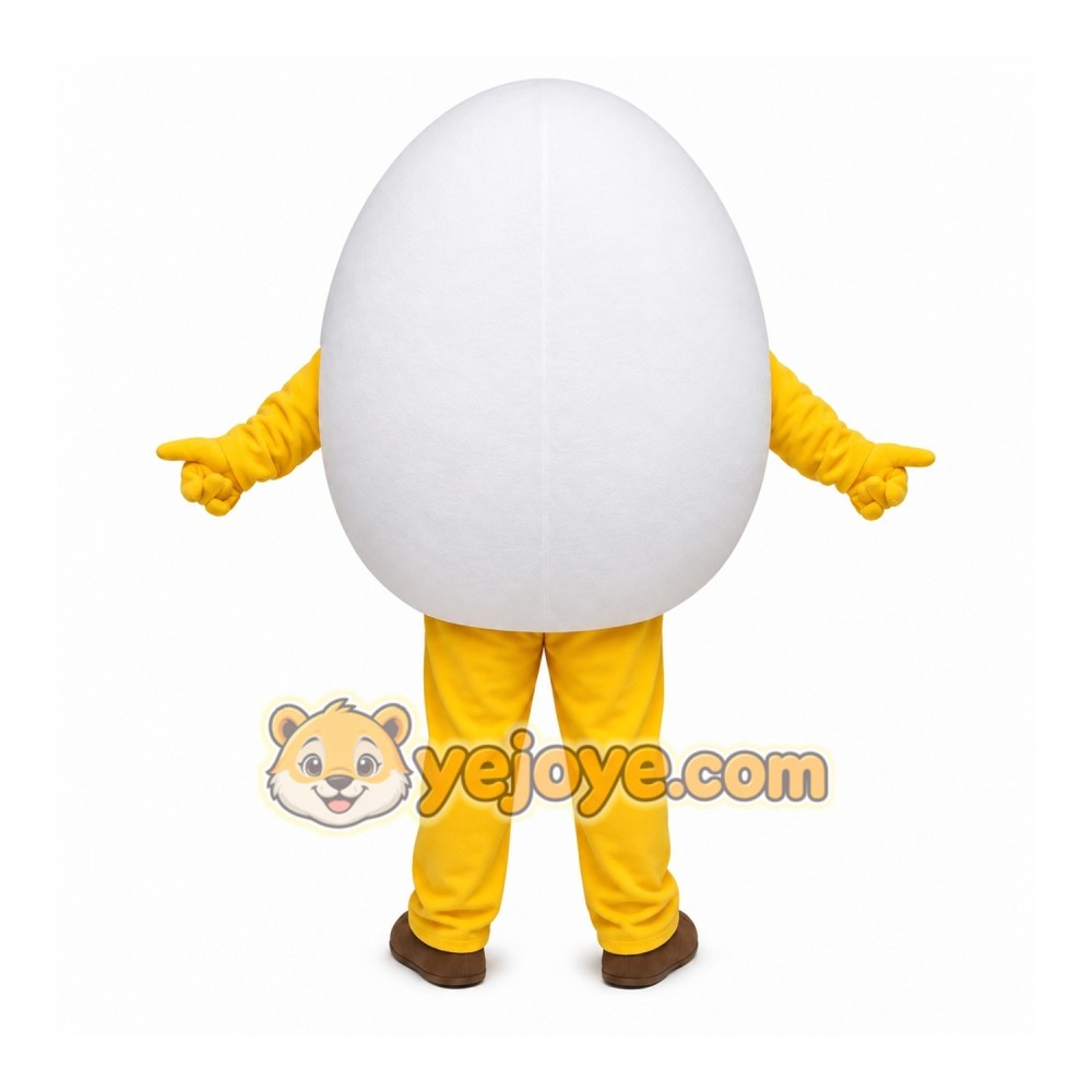 White Egg Mascot Costume with Custom Logo White Egg Mascot Costume with Custom Logo