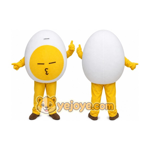 White Egg Mascot Costume with Custom Logo