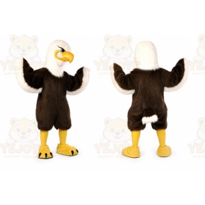Brown Eagle Mascot Costume with Custom Logo
