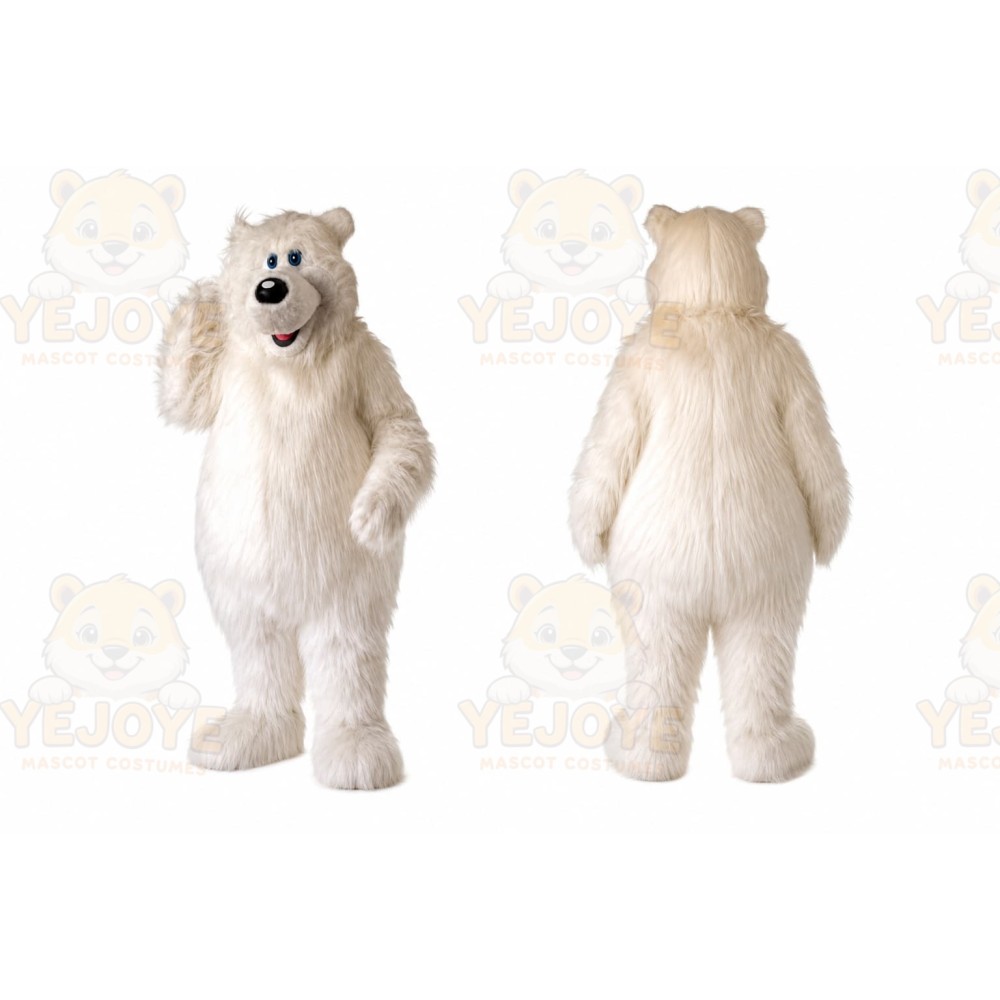White Bear Mascot Costume with Custom Logo