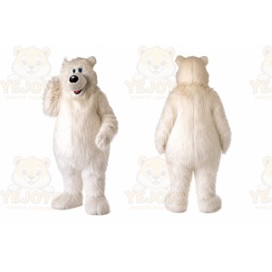 White Bear Mascot Costume with Custom Logo