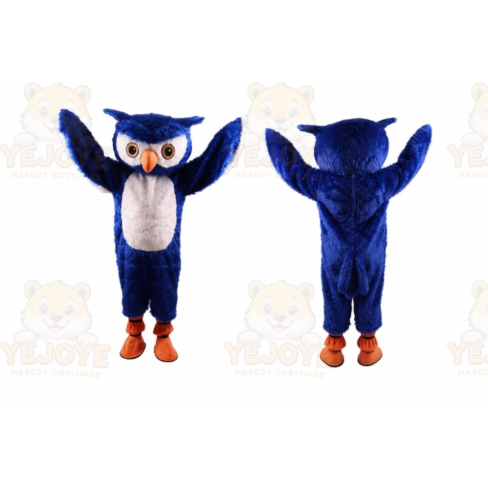 Blue Owl Mascot Costume with Custom Logo
