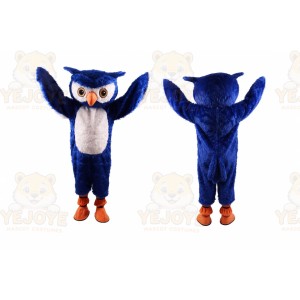 Blue Owl Mascot Costume with Custom Logo