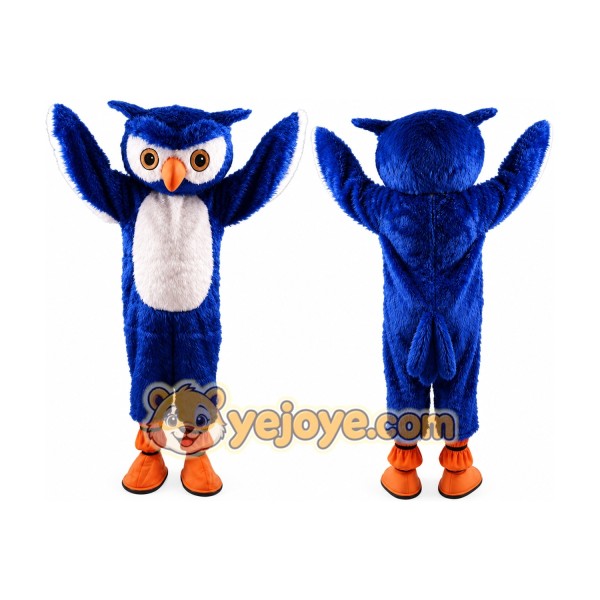 Blue Owl Mascot Costume with Custom Logo