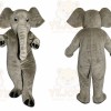 Gray Elephant Mascot Costume with Custom Logo