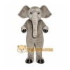 Gray Elephant Mascot Costume with Custom Logo