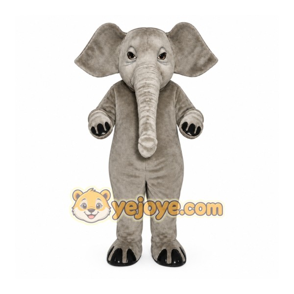Gray Elephant Mascot Costume with Custom Logo Gray Elephant Mascot Costume with Custom Logo
