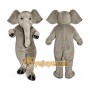 Gray Elephant Mascot Costume with Custom Logo