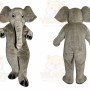 Gray Elephant Mascot Costume with Custom Logo