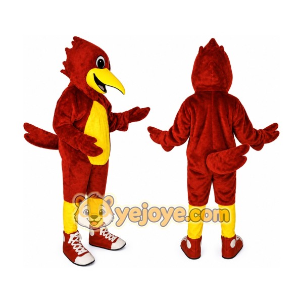 Red Bird Mascot Costume with Custom Logo
