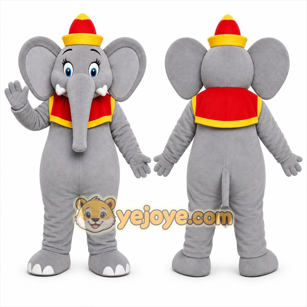 Gray Elephant Mascot Costume with Custom Logo Gray Elephant Mascot Costume with Custom Logo