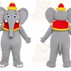 Gray Elephant Mascot Costume with Custom Logo