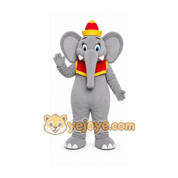 Gray Elephant Mascot Costume with Custom Logo