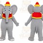 Gray Elephant Mascot Costume with Custom Logo