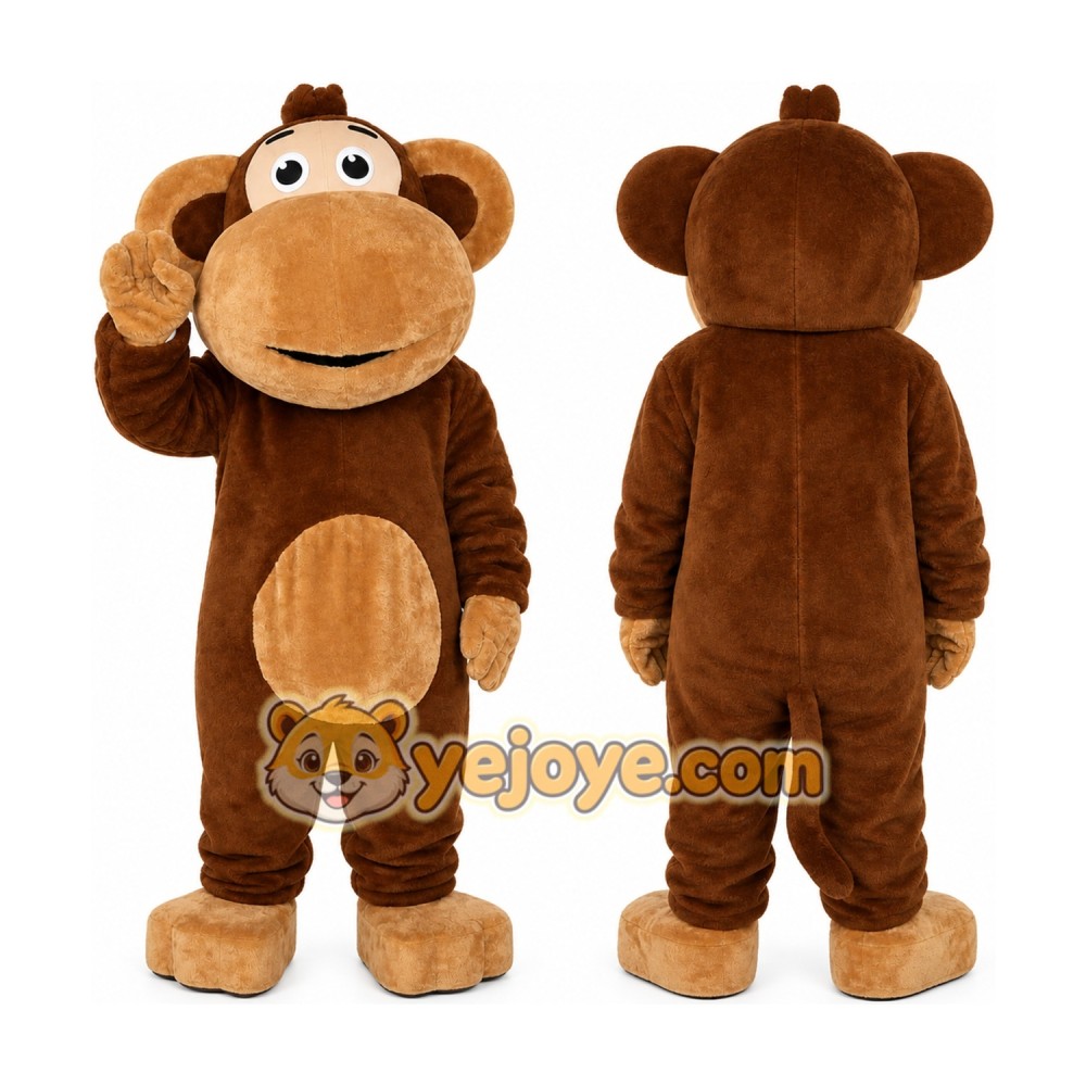 Brown Monkey Mascot Costume with Custom Logo Brown Monkey Mascot Costume with Custom Logo