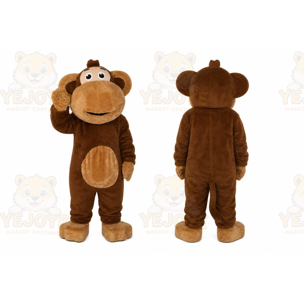 Brown Monkey Mascot Costume with Custom Logo