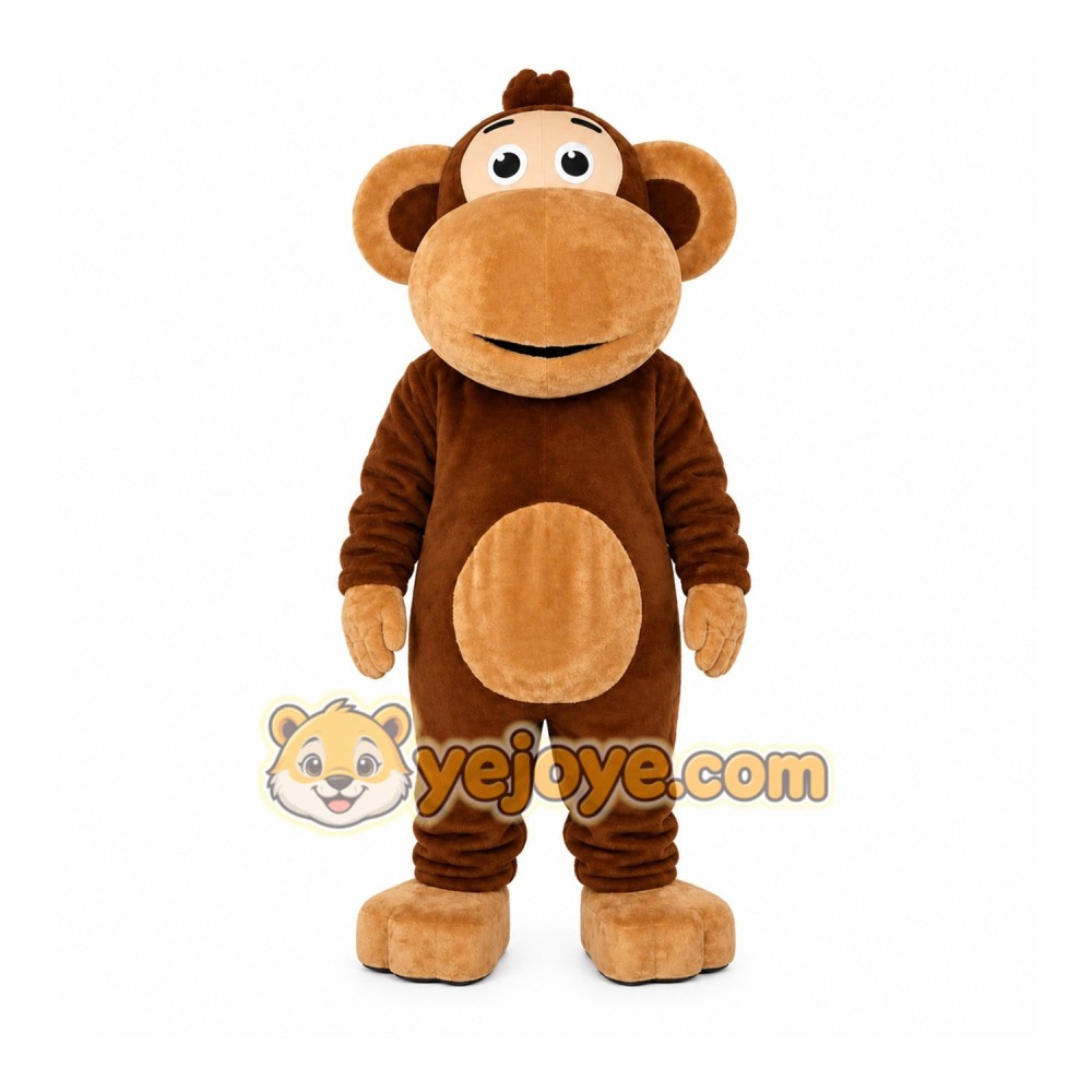 Brown Monkey Mascot Costume with Custom Logo Brown Monkey Mascot Costume with Custom Logo