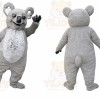 Gray Koala Mascot Costume with Custom Logo