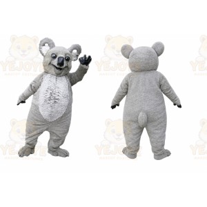 Gray Koala Mascot Costume with Custom Logo
