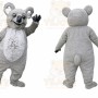 Gray Koala Mascot Costume with Custom Logo