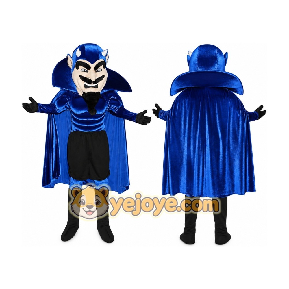 Blue Superhero Mascot Costume with Custom Logo