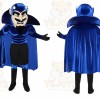 Blue Superhero Mascot Costume with Custom Logo