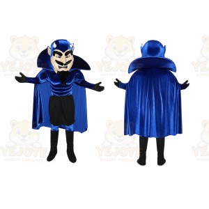 Blue Superhero Mascot Costume with Custom Logo
