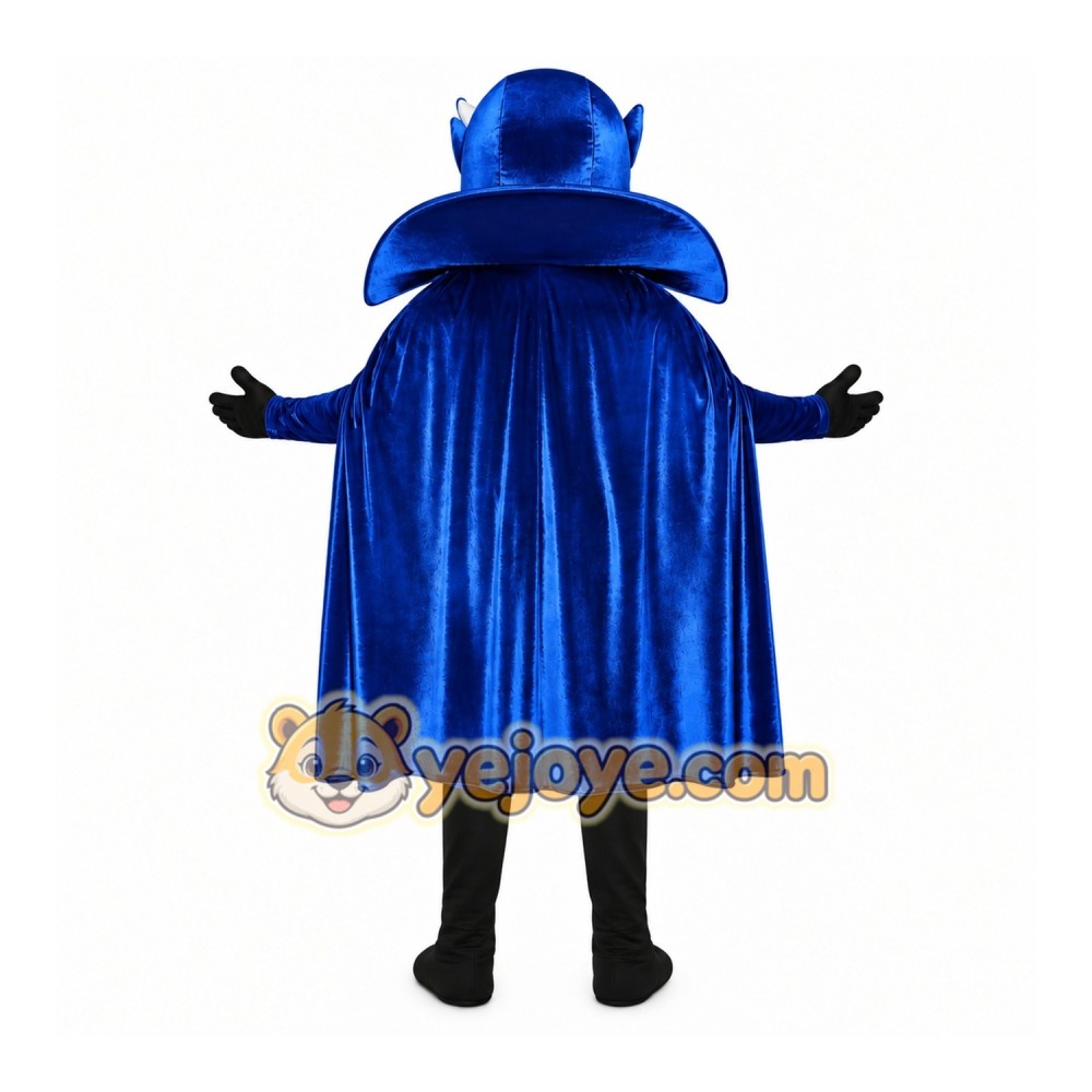 Blue Superhero Mascot Costume with Custom Logo