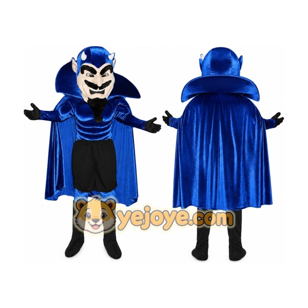 Blue Superhero Mascot Costume with Custom Logo